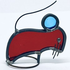 Vtg Stained Glass MOUSE Figurine