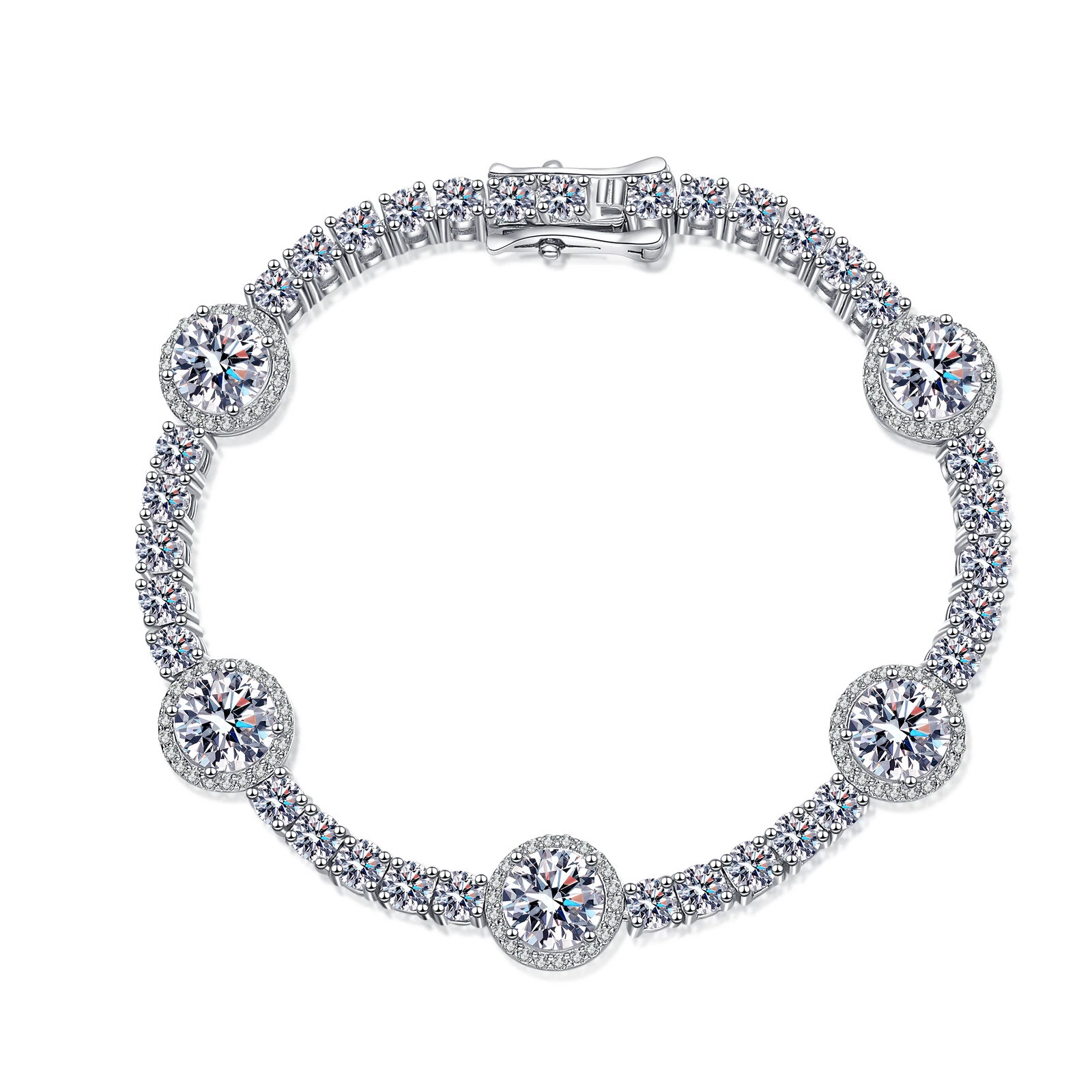 VALENTINO Bracciale donna lusso 9 1 ct taglio tondo moissanite argento sterling 925 catena maglia