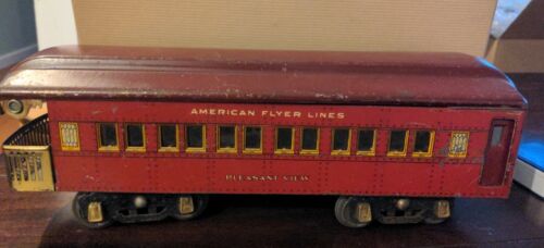 Prewar Toy Train American Flyer Passenger Car Pleasant View RED - Picture 1 of 9