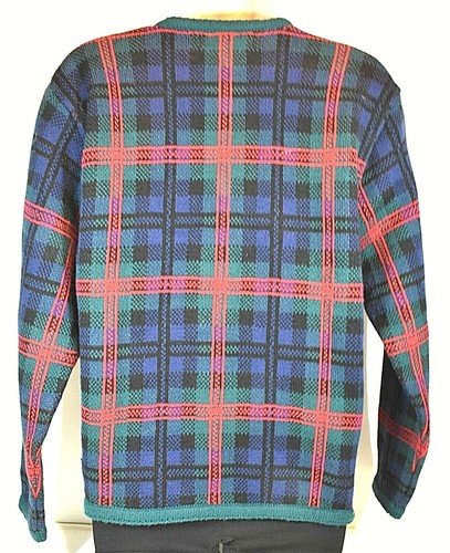 Crystal-Kobe Red, Green, Blue Black Tartan Plaid VTG Sweater, Cardigan - Size LG - Picture 7 of 10