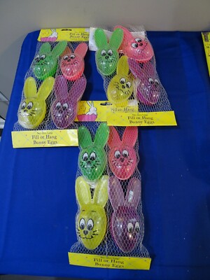 Vintage Sun Hill 4 Pack See Thru Plastic Fill Or Hang Easter Bunny Eggs NEW B7