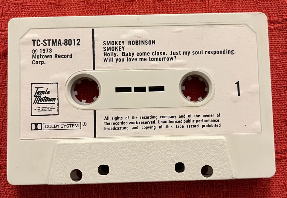 SMOKEY ROBINSON - RARE 1973 CASSETTE TAPE WITH PAPER LABELS - SMOKEY - Image 2 of 4