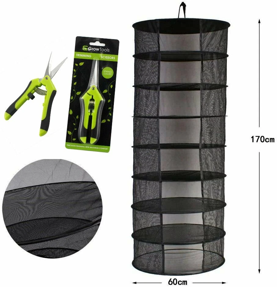 8 Tier Section Bud, Herb Drying Rack, Net + Precision Bud Trimming Snips
Opens in a new window or ta