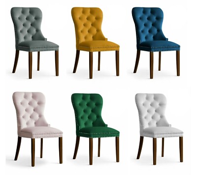 Polsterstuhl Mabell Esszimmerstuhl Velvet Chesterfield Füße Nuss Glamour 08