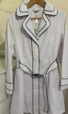 Joanna Hope Womens White Navy Trim Smart Lightweight Trench Coat Size Uk 16