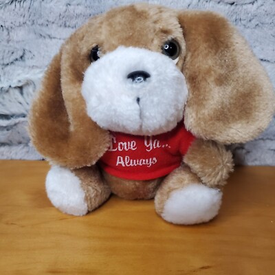 Vtg Russ Plush Puppy Dog w/ Red ''Love Ya... Always'' T-Shirt 5'' Valentine's Day