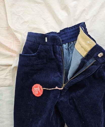 Vintage 1960s 70s Scooter Blue Corduroy Deadstock Flare Leg Pants Youth 22 Waist - Picture 3 of 10
