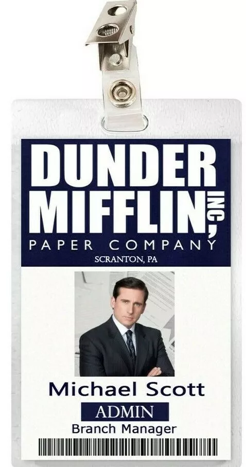 The Office Michael Scott Dunder Mifflin ID Badge Name Tag Cosplay Costume