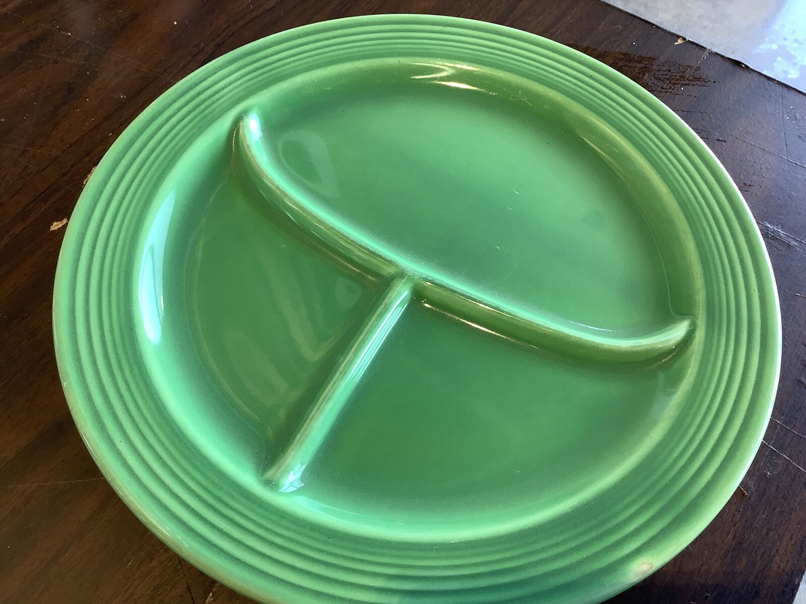 Vintage Fiestaware Green 10 1/2” Divided Plate Fiesta HLC WV USA Homer