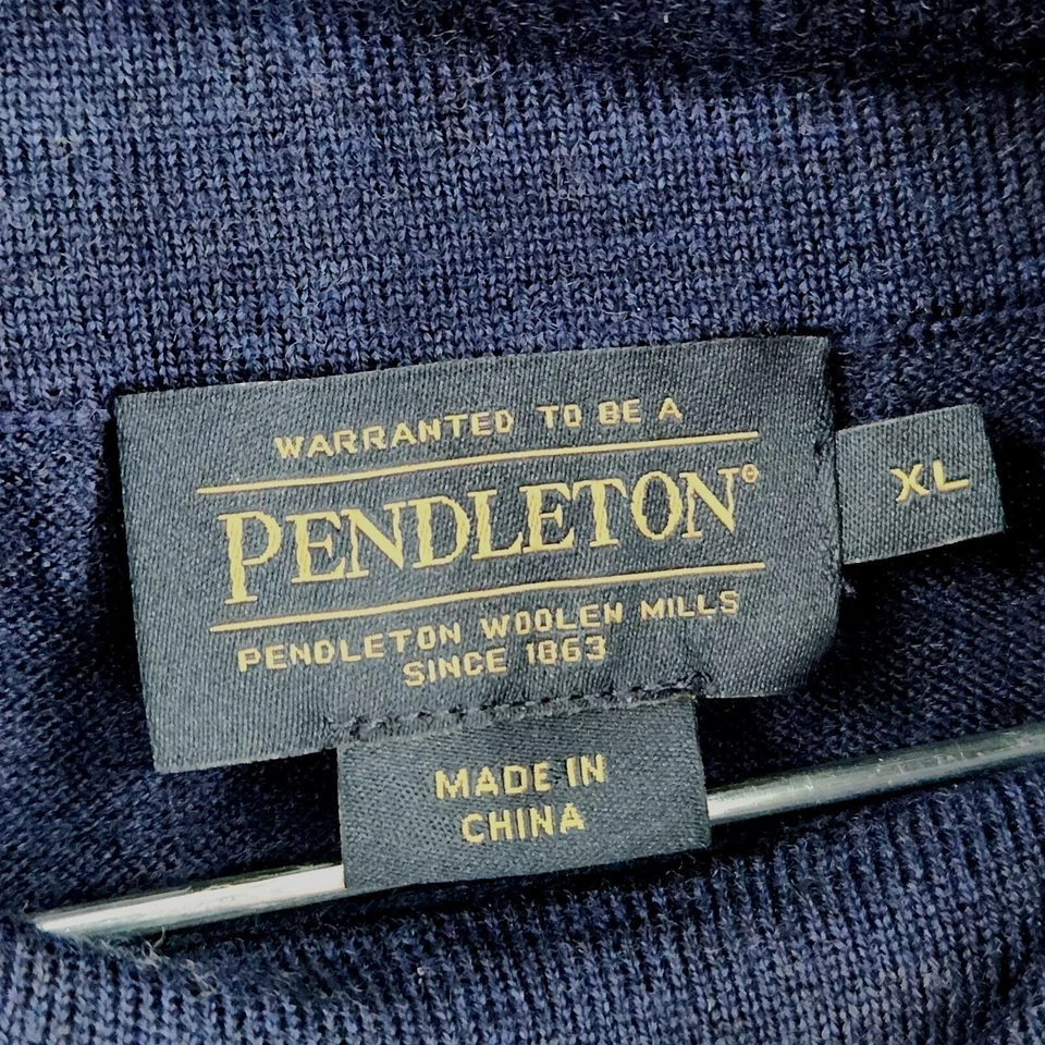 Pendleton Simple Informal 100% Lana Merino Capa Base Cuello Alto Azul XL Agujero de Prendedor Foto 3 de 4