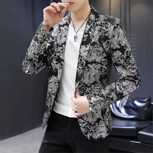 Men Jacket Formal Work Blazer Business Casual Button Slim Fit Suit Coat Tops - Picture 3 of 14