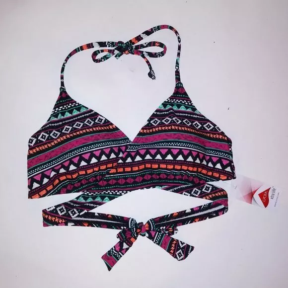 Lascana for Venus Swim Bikini Top Wrap Halter Large Colorful Geo Removable  | eBay