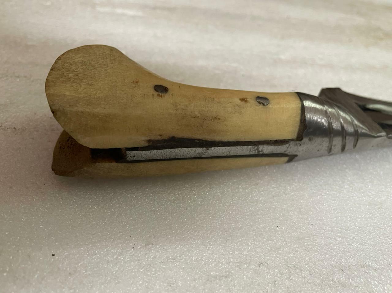 Antique Vintage Wootz Dagger Barasingha Hilt Old Rare Collectible 
