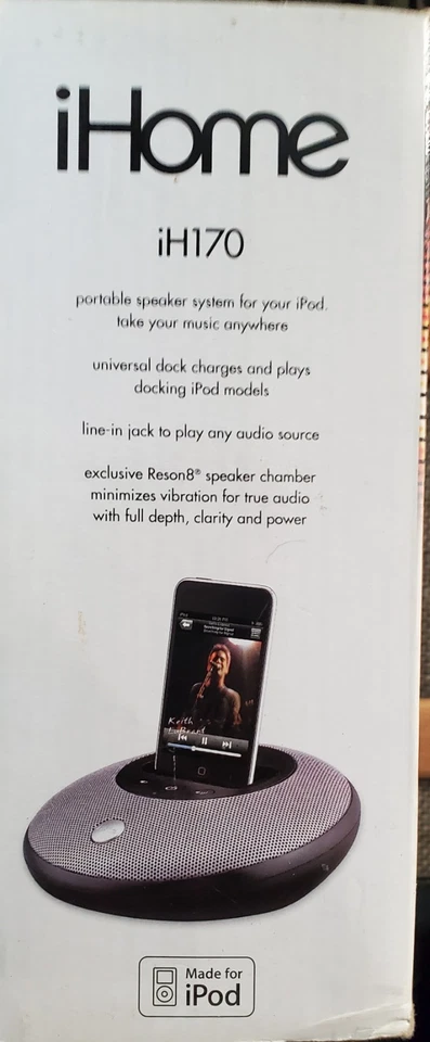 Портативная док-станция для динамика iHome iH170 для iPod 30-контактный разъем аккумулятор/переменный ток протестирована - Изображение 3 из 4