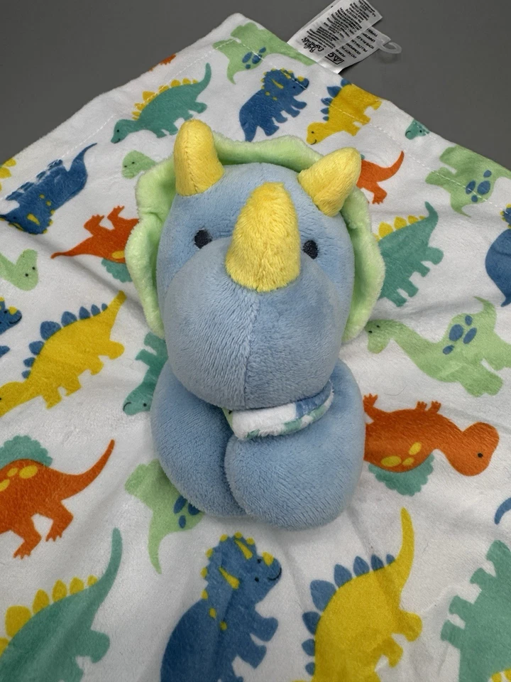 Cobertor de segurança Baby Essentials dinossauro tricerátopo Lovey pelúcia - Imagem 2 de 4