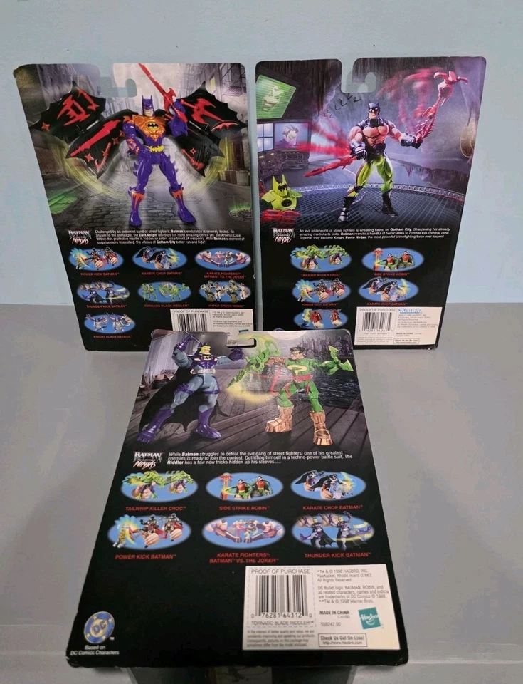 LOT 3x Kenner Batman Knight Force Ninjas Arsenal Cape Fist Fury Batman & Riddler - Image 2 of 4