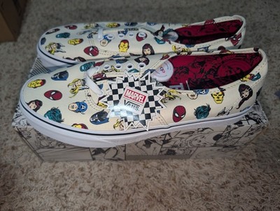 Vans x Marvel Comics Heads Avengers Print Beige Authentic Vintage RARE NEW 7