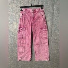 GAP Kids Girl Size 8 Fuchsia Pink Cargo Wide Leg Denim Pants