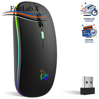 Kabellose Maus 2,4 Ghz Bluetooth 1600 DPI Wiederaufladbar LED Dual-Modus