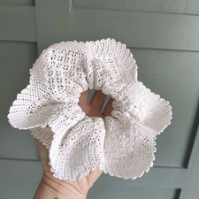 Handmade Vintage white cotton Lace Scrunchie Wedding Bridesmaid Hair Accessory