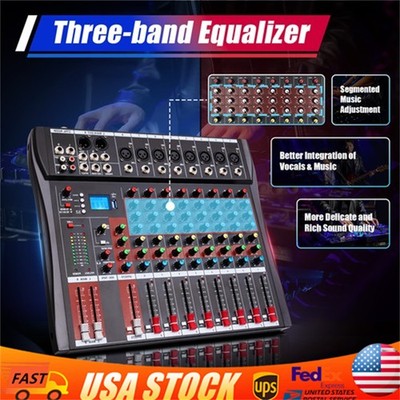 Pro 8 Channel Bluetooth Studio Audio Mixer Live Sound Mixing Console with USB