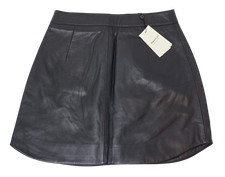 Whistles Mini Skirt Sheep Leather Curved Hem Zipper Size UK 10 New with Tags