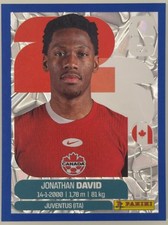 Jonathan David Panini FIFA World Cup 2026 Blue Crumple Parallels Sticker