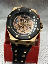 Lucien Piccard Mens Skeleton Rose Gold 28586robk