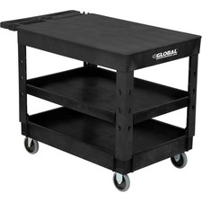 Global Industrial Flat Top Plastic Utility Cart 3 Shelf 44"Lx25-1/2"W 5" Casters