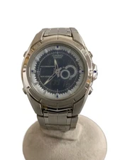 CASIO EFA-119 Quartz Analog Digital Watch Navy Silver Stainless Steel Excellent