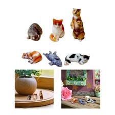 3 Pezzi Mini Gattini Figurine Modellini Gatti in Resina Dipinti a Mano per