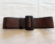 Banana Republic Dark Brown Braided Wide Leather Belt Large Buckle Size Small 07