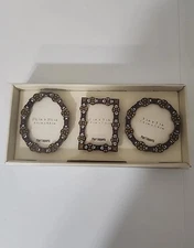 Pier 1 Set of 3 Mini Photo Picture Frames Multi Color Stone Rhinestone 2-3.5"