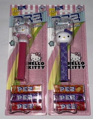 Hello Kitty Pez Dispensers with Candy Sanrio Pink Purple Lot of 2