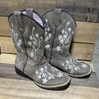 TWISTER GIRLS LILY BROWN & WHITE FLORAL EMBROIDERY SQUARE TOE COWBOY BOOTS SZ 12 — photo 5