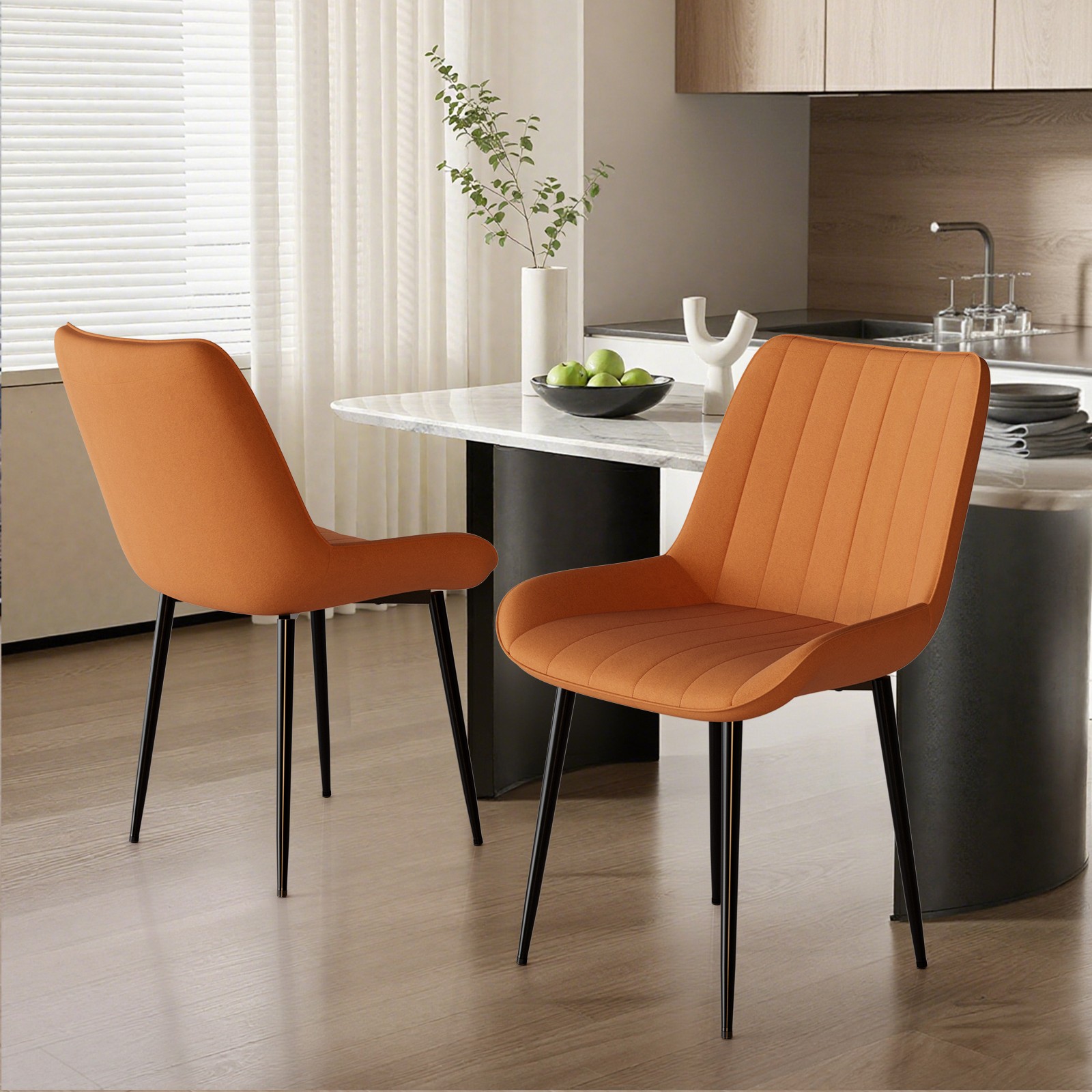 S Set Of 2/4 High Back Suede Faux Leather Dining Room Chairs