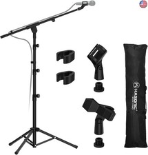 K KASONIC - Microphone Stand, Adjustable Collapsible Tripod Boom Mic Stands