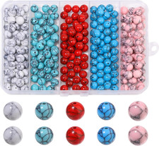 Stone Beads Bracelet Making Kit 240PCS, 8Mm Loose Crystal Gemstone Beads for Bra