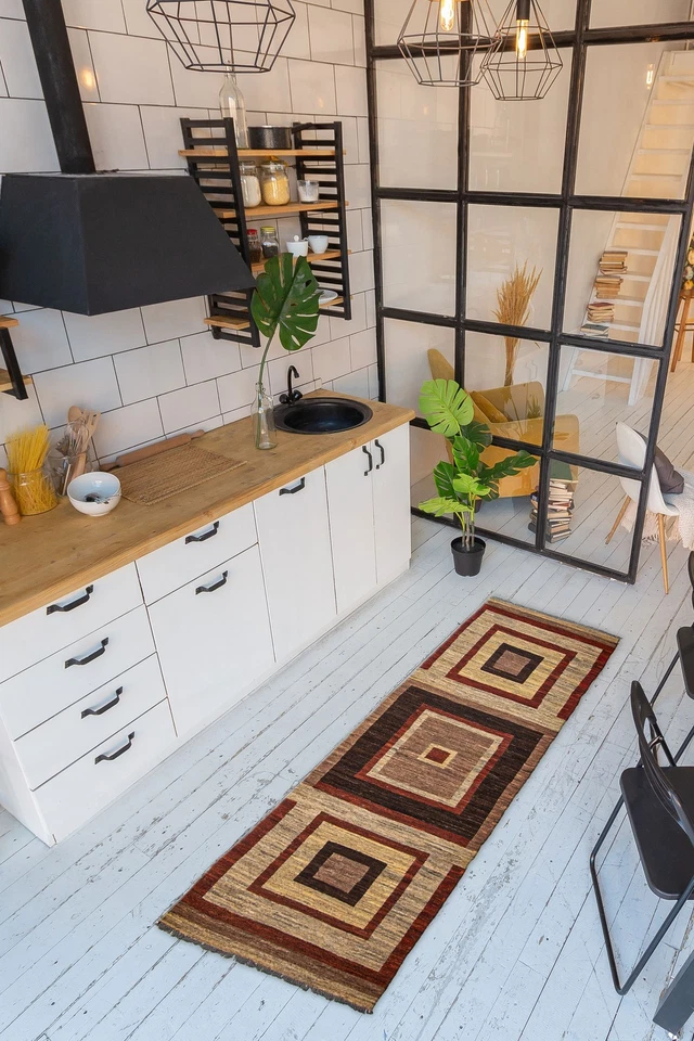 Traditional Vintage Hand Woven Oriental Carpet 2'8" x 8'10" Wool Kilim Area Rug - Image 2 of 4