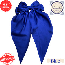 Christmas Sale Long Satin Hair Bow for Stylish Hairstyles and Everyday Use BLUE