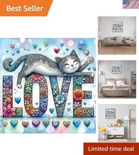 Vibrant 5D Diamond Painting Kit - Love Cat Theme, Perfect for Adults Beginners