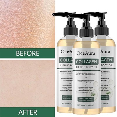 3X 100ml Collagen Lifting Firming Body Oil for Neck, Chest, Upper, Arms, Thighs