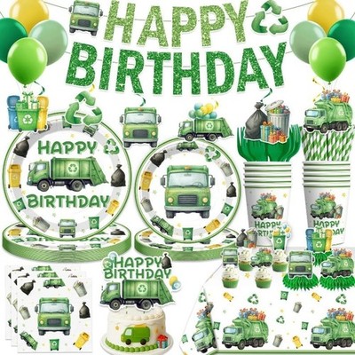 198 Pcs Trash Truck Birthday Decorations Garbage Truck Waste Management Party Su
