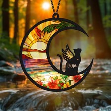 Cat Memorial Rainbow Bridge Suncatcher, Pet Sympathy Remembrance Gift