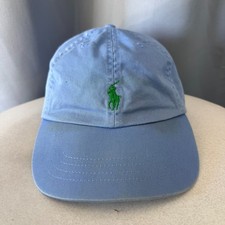 Vintage Polo Ralph Lauren Leather Strapback Blue Green Pony Hat Cap