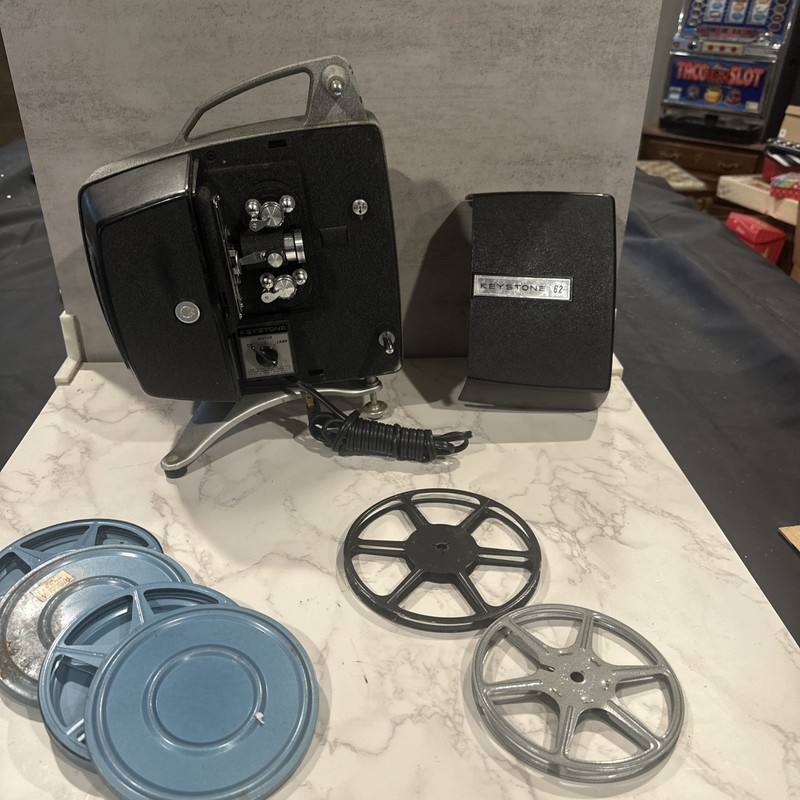 Vintage Keystone K-62 8mm Projector with Take Up Reel Tested needs bulb