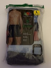 Fruit of the Loom Men's Tag-Free Boxer Shorts, Plaids, 6-Pack, Size L (36-38)