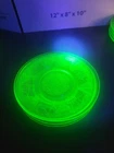 Uranium Glass Vaseline Green Plates 6” Set of 5