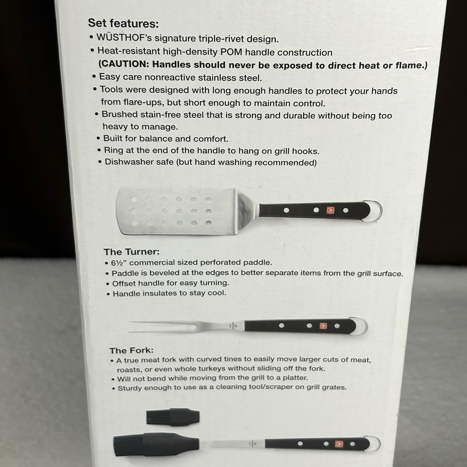 NEW & SEALED! Wusthof WÜSTHOF BBQ Tool Set (Turner + Fork + Brush & Tongs) NIB!