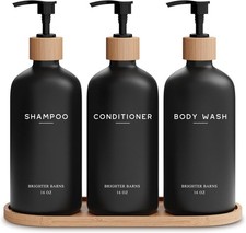 Black Shampoo  Conditioner Dispenser Set by Body Wash Shampoo Dispenser Shower